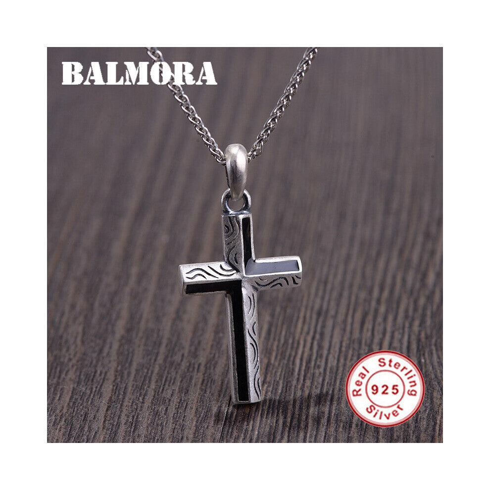 925 Sterling Silver Matt Cross Pendant for Wome Men Lover Christian Jewelry Accessories Without a Chain