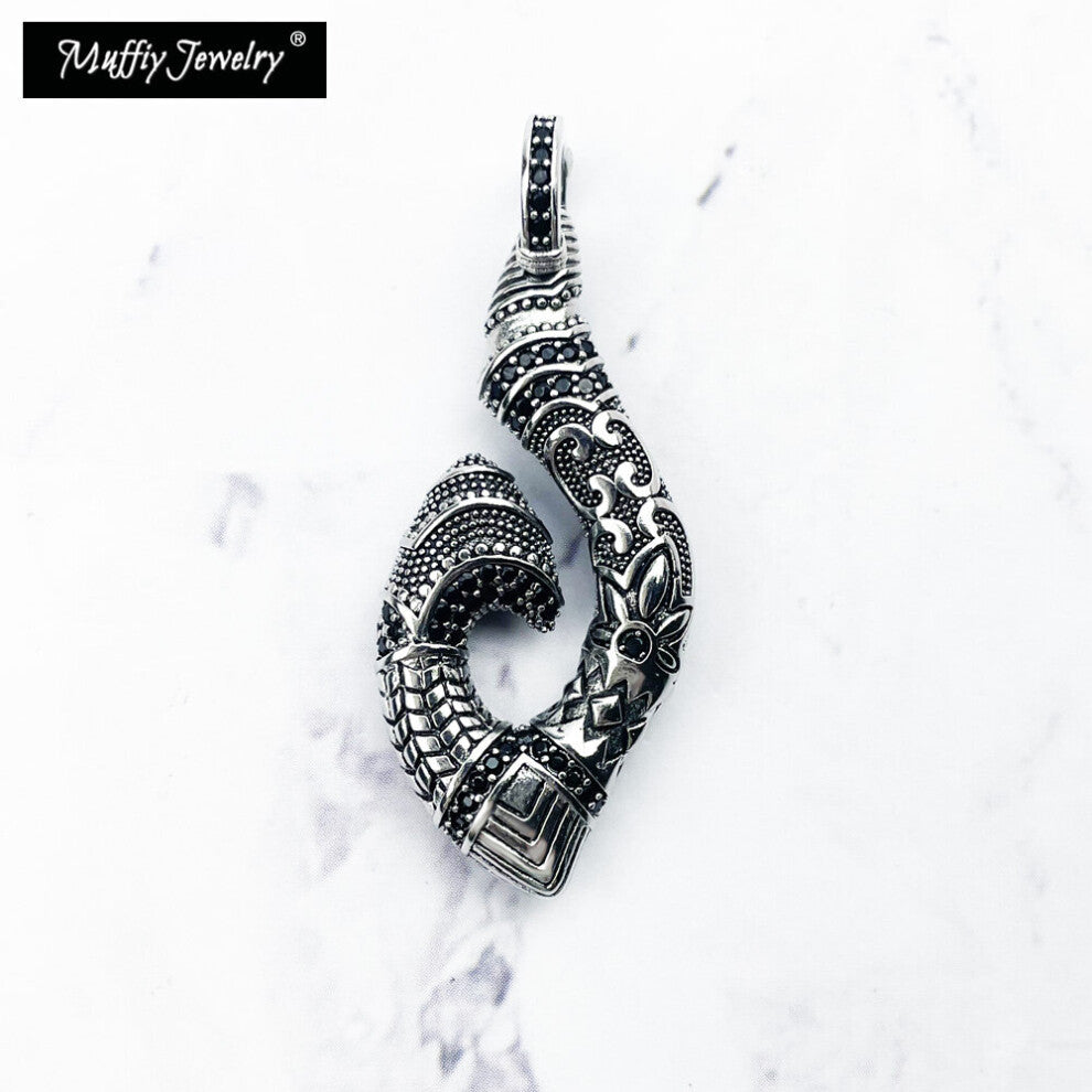Pendant Maori Hook 925 Sterling Silver Fine Jewelry Accessories Fit Necklace Ethnic Styling Vintage Bijoux Gift For Man Woman
