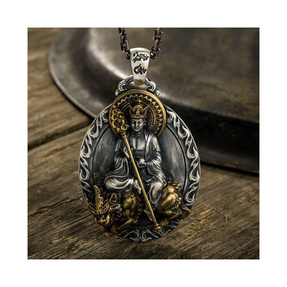 Retro Pendant Men's Samantabhadra Manjusri Buddha Statue Guanyin Bodhisattva Necklace Men And Women Jewelry Accessories