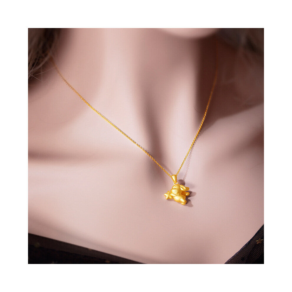Pure Yellow Necklaces for Women The Year of The Rabbit Sweet and Star Rabbit Pendant Bridal Jewelry Accessories Bijoux