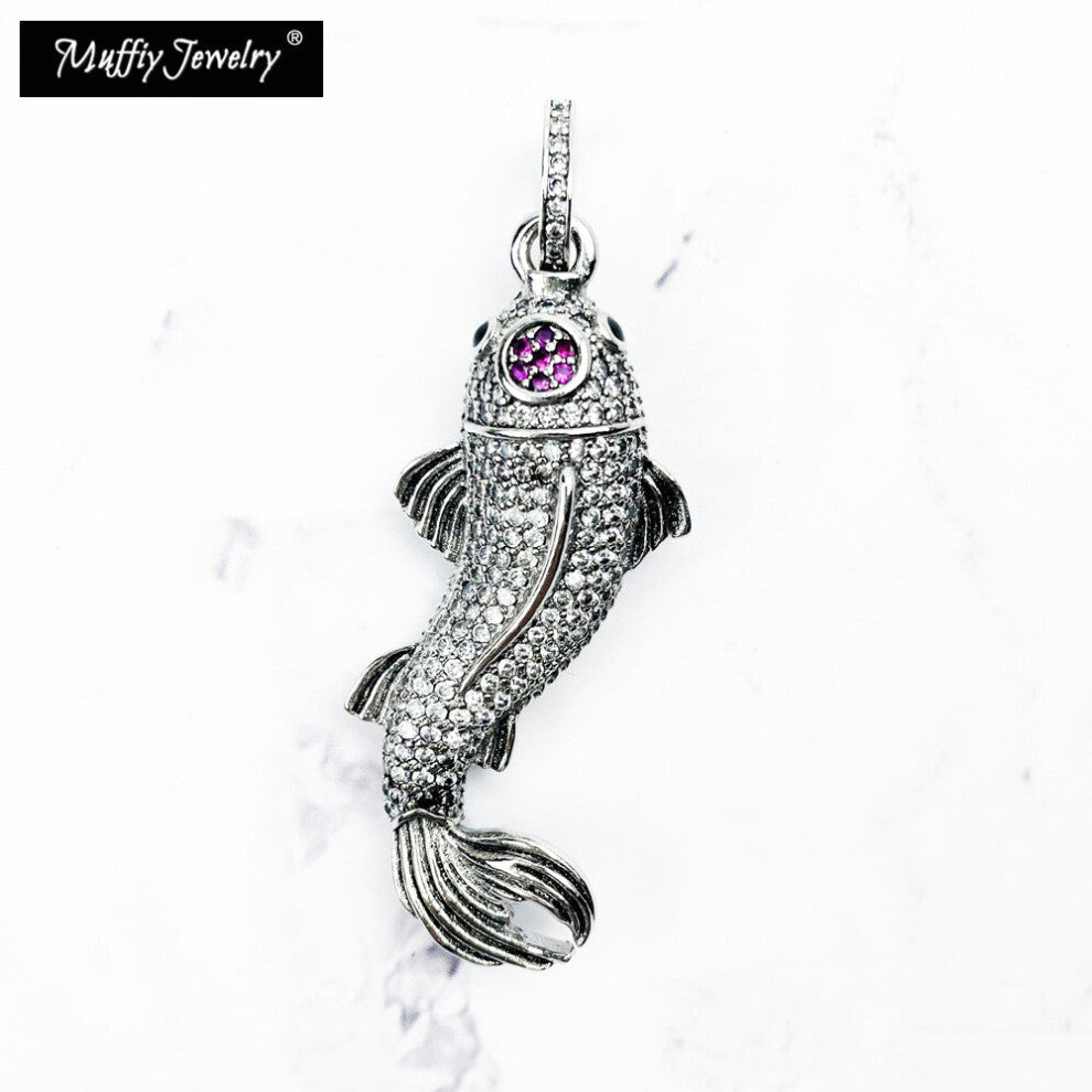 Pendant Koi Fish 925 Sterling Silver With Zirconia Fine Jewerly Accessories Fit Necklace Europe Styling Lucky Gift For Women