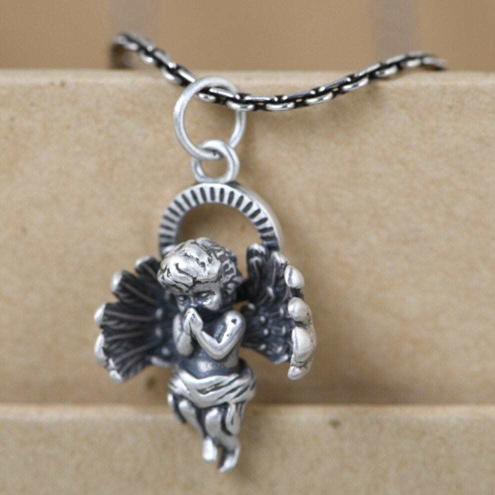 Real S925 Pure Silver Silver Jewelry Angel Woman Pendant Artistic Temperament Jewelry Accessories