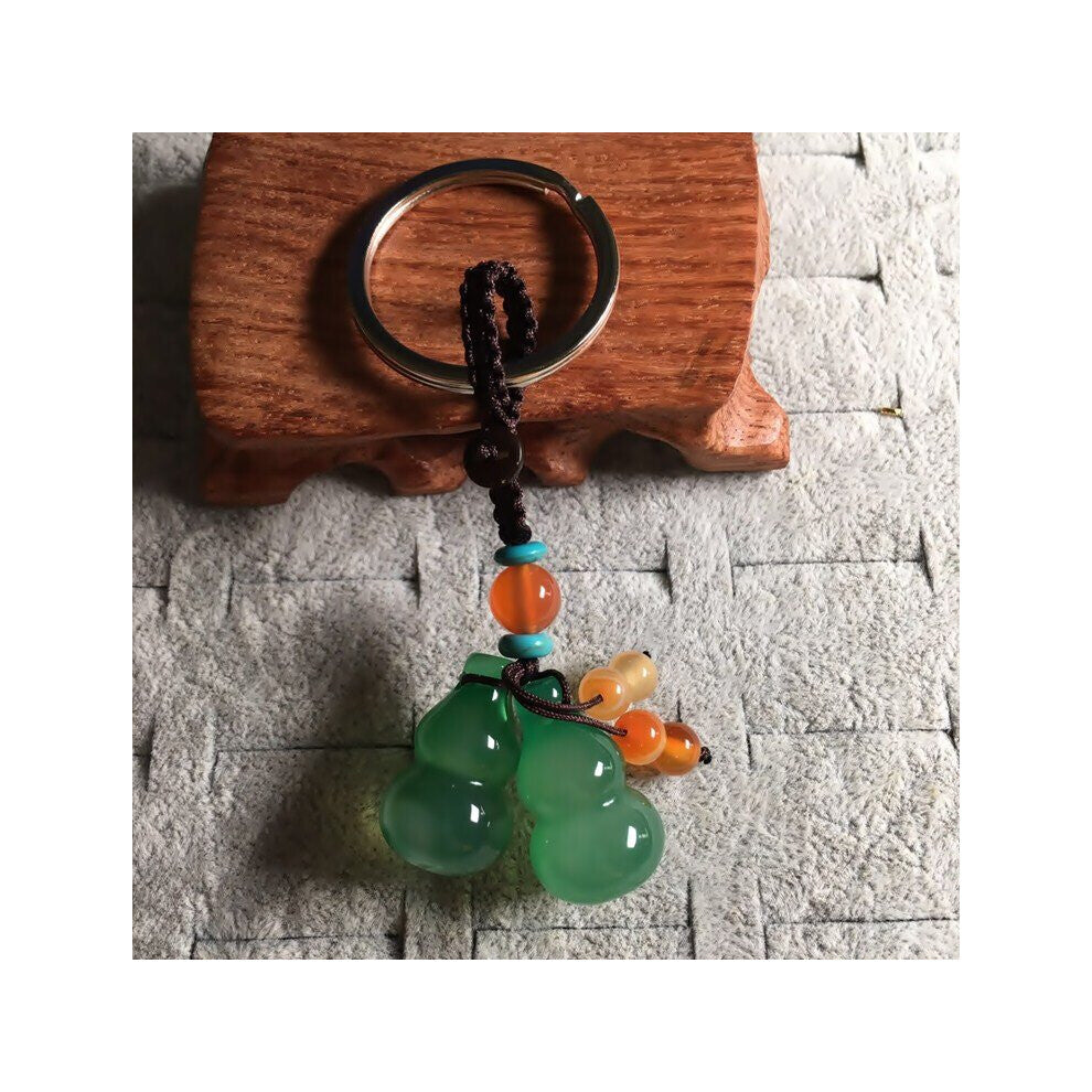 customization Natural Agate DIY gourd key ring Charm Jewellery Accessories Hand-Carved Man Woman Luck Amulet