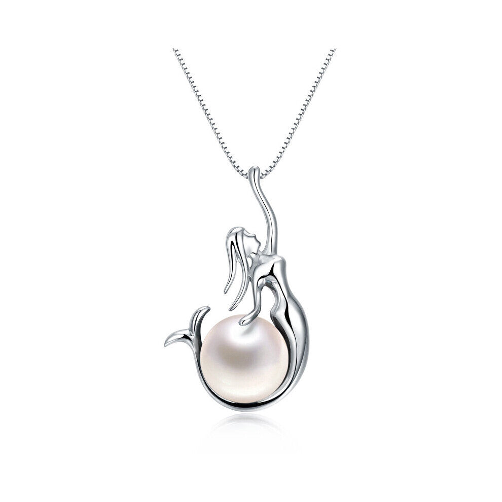 925 Sterling Silver Women Necklaces&Pendants Freshwater Pearls Unique Mermaid Pendants Female Jewelry GPN12