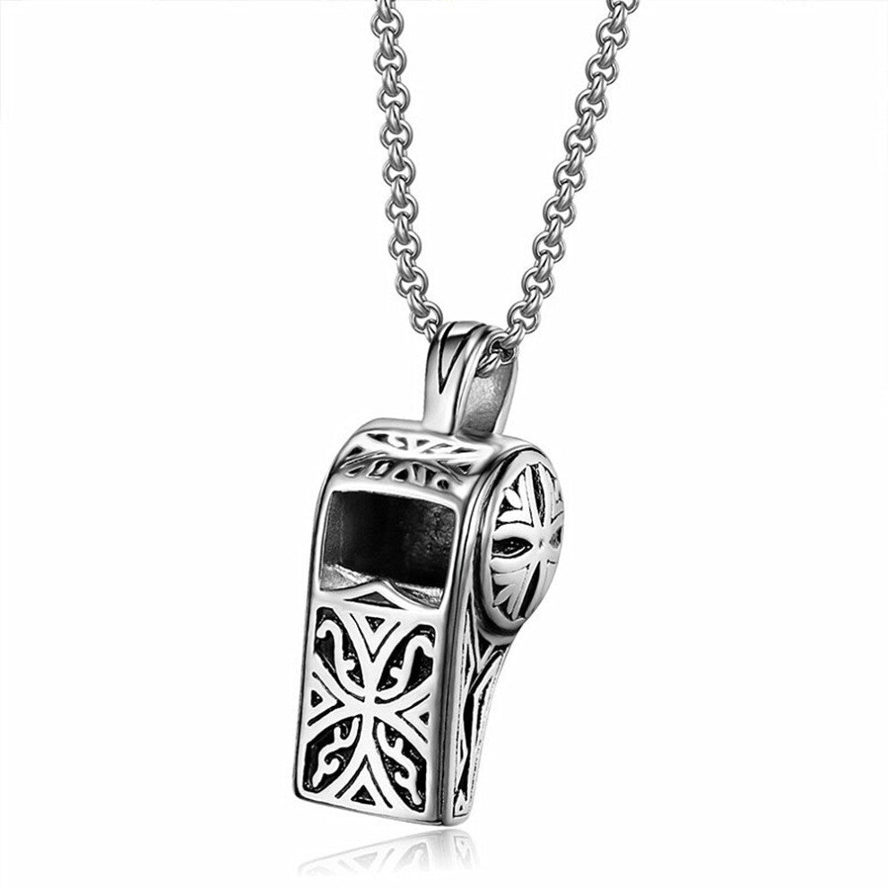 tone vintage carving whistle pendant necklaces for men stainless steel chain party punk accessories rock