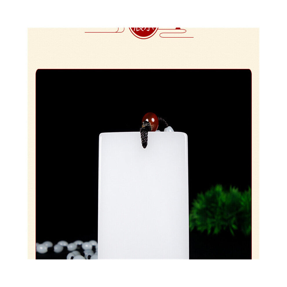 Hot natural hand-carved Hetian jade Square -Necklace pendant Accessories Men Women Luck Amulet for