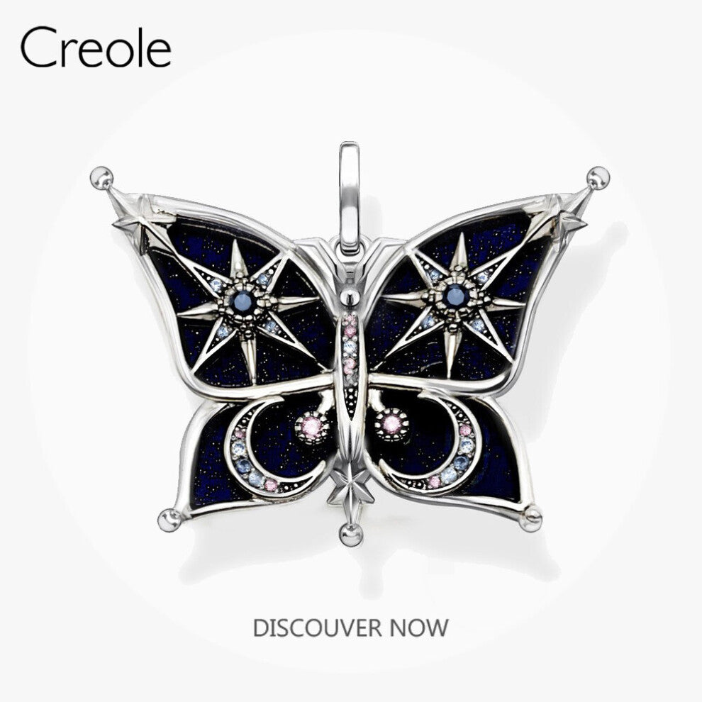 Pendant Romantic Butterfly Star & Moon 925 Sterling Silver Fine Woman Jewelry Accessories Fit Necklace Dreamy Gift
