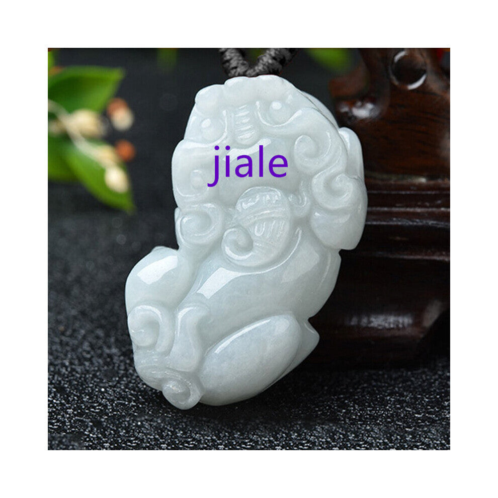 Jia le- Hand Carved- Natural Jade Pingan Lucky Pixiu Emerald Necklace Pendant Fine Jewelery Emerald Accessories Men Women Amulet