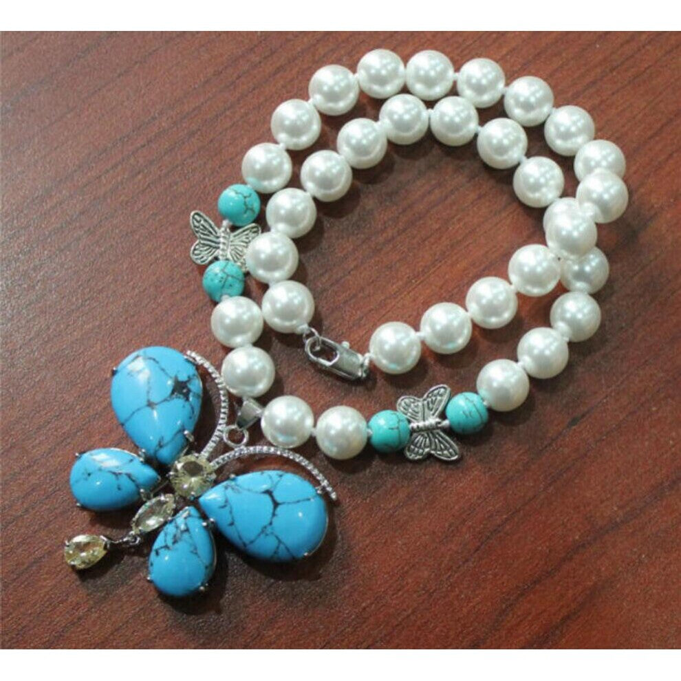 10mm Beizhu pine stone butterfly metal accessories pendant necklace