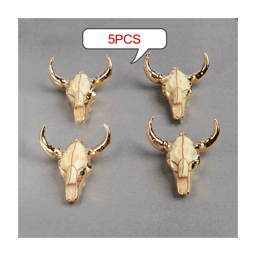 5pcs Pack Bull Head Skull Biker Pendants Women Men Punk Vintage Retro Choker Pendant Animal Jewelry for Gift