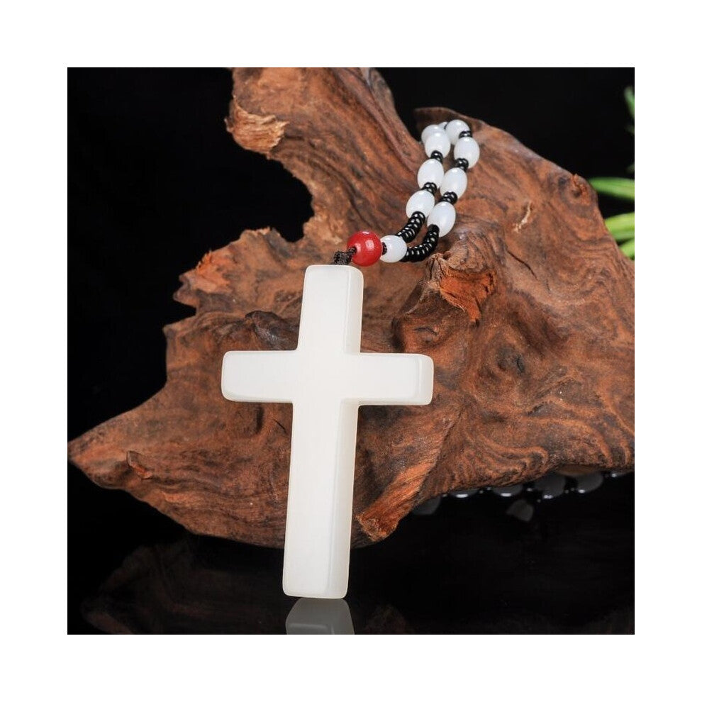 Natural Green Hand-carved Cross Jade Pendant Boutique Jewelry Men and Women Jesus Cross Necklace Gift Accessories