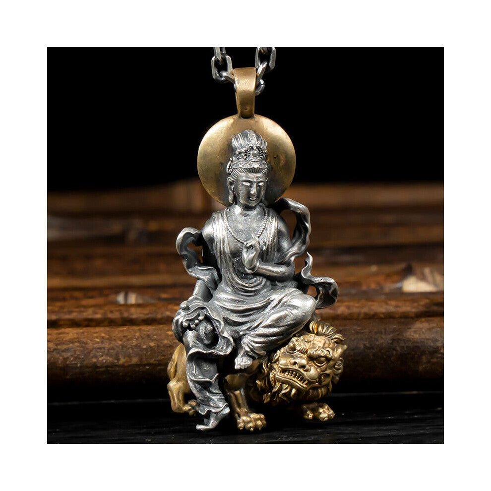 Retro Style Buddha Pendant Guanyin Bodhisattva Pendant Necklace Female Pendant Male Jewelry Accessories