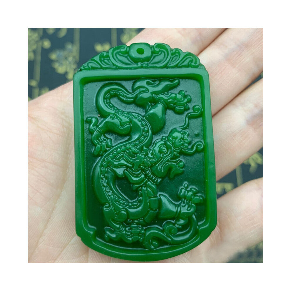 Natural Green Jade Pendant Chinese Zodiac Dragon Charm Jewellery Accessories Hand-Carved Man Women Lucky Amulet Necklace