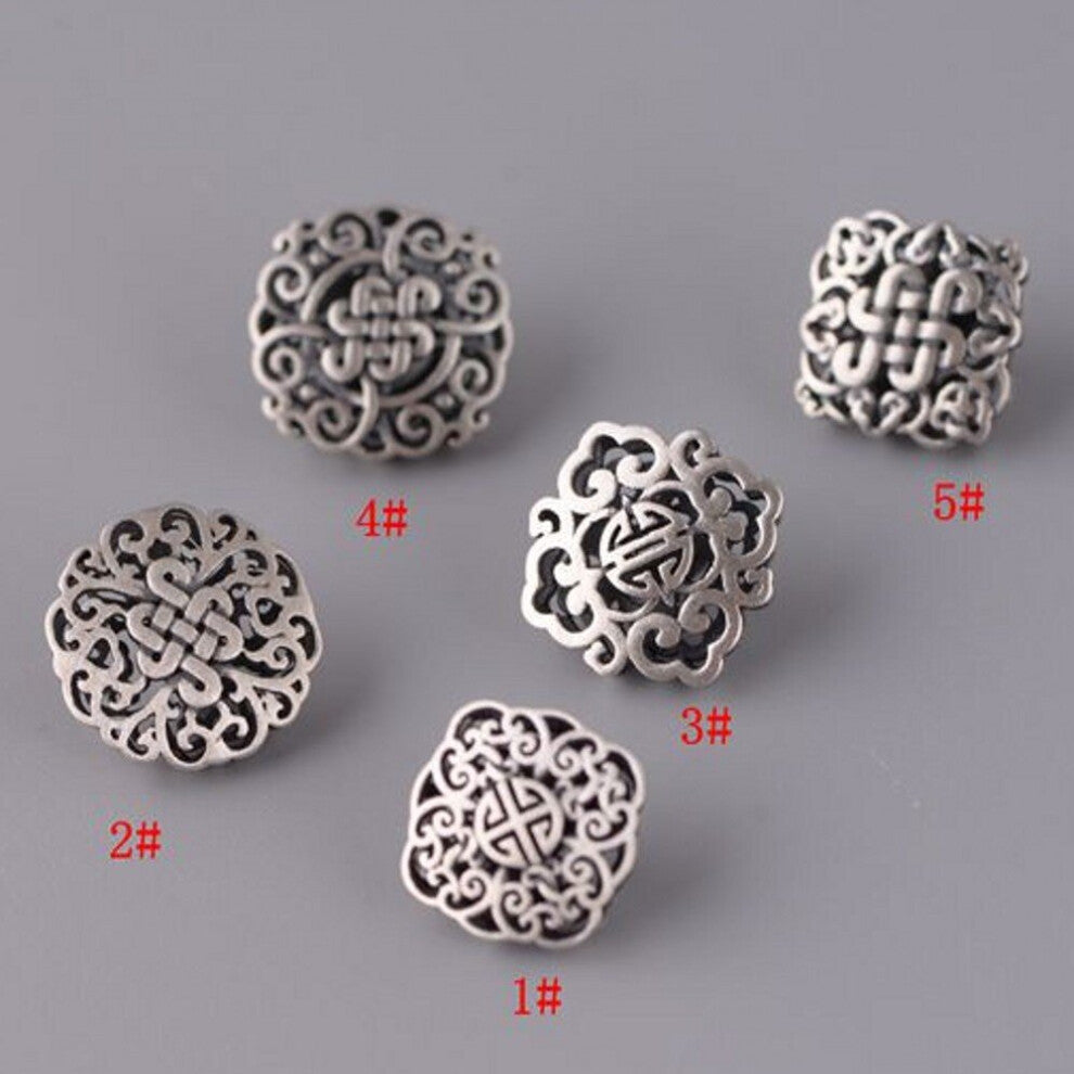 Real S925 Silver Jewelry Vintage Thai Silver Matte Chinese Knot, Ruyi, Pattern, Button Accessories