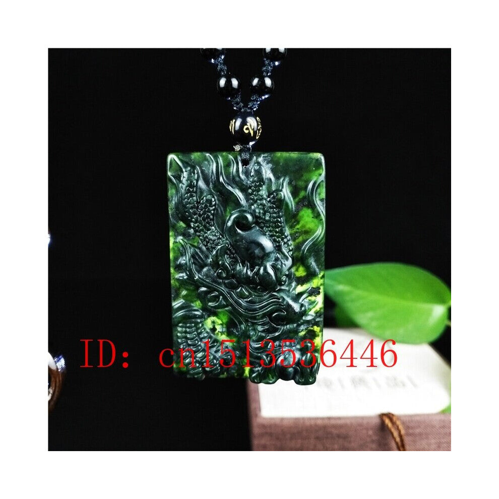 Chinese Natural Green Jade Dragon Pendant Necklace Charm Jewelry Accessories Man Luck Amulet