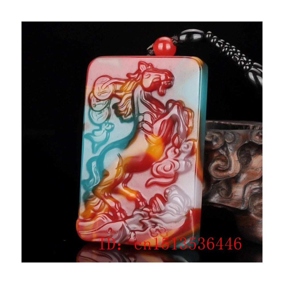 Natural Colour Jade Horse Pendant Necklace Charm Jewellery Accessories Hand-Carved Man Luck Amulet Sweater Chain