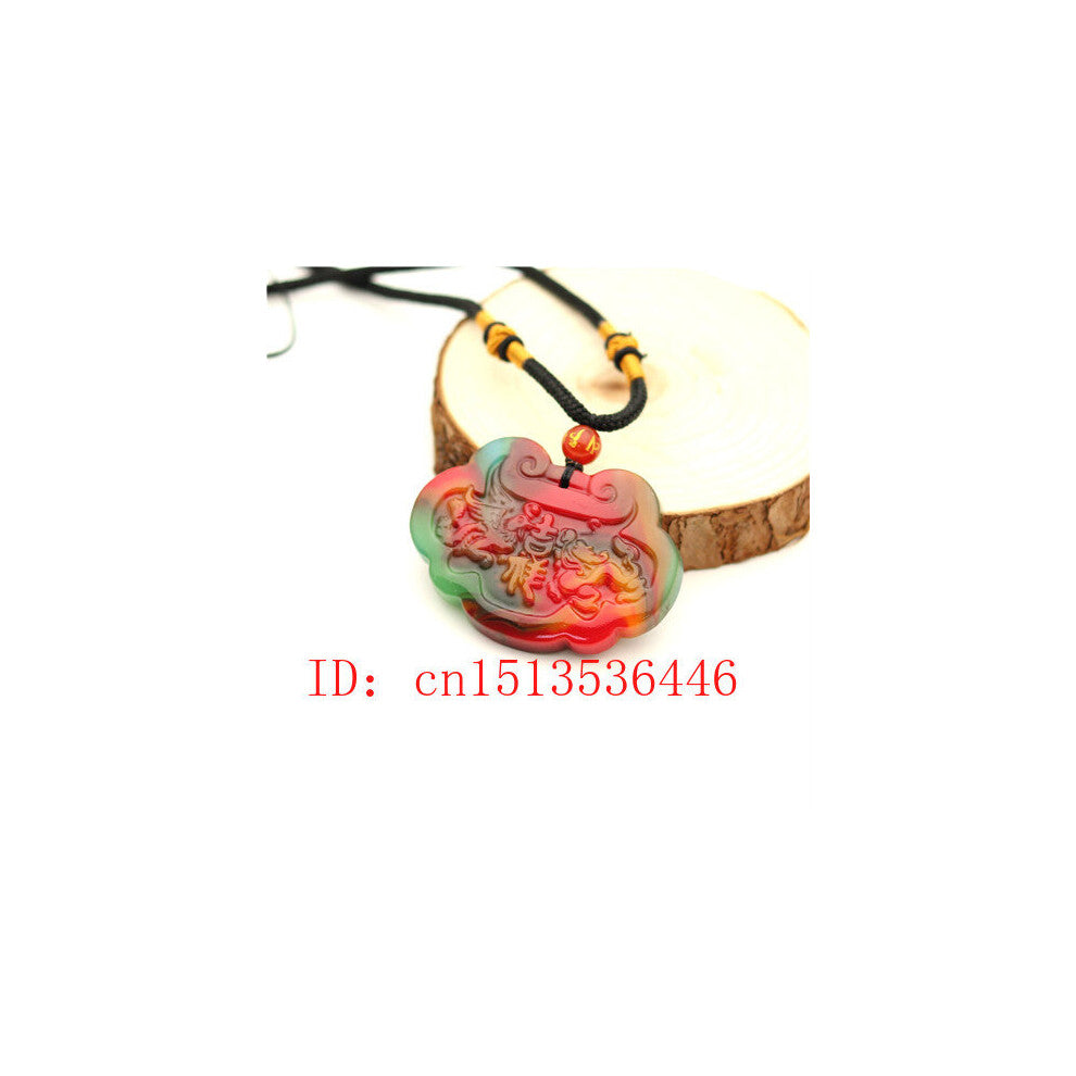 Chinese Jade Dragon Phoenix Pendant Jadeite Necklace Charm Jewellery Accessories Hand-Carved Amulet N02