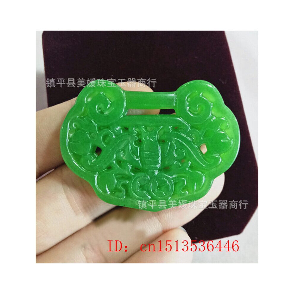 Natural A Green Jade Hollowing out bat Pendants DIY Bracelet Bangle Jadeite Jewellery Accessories Amulet Women Men