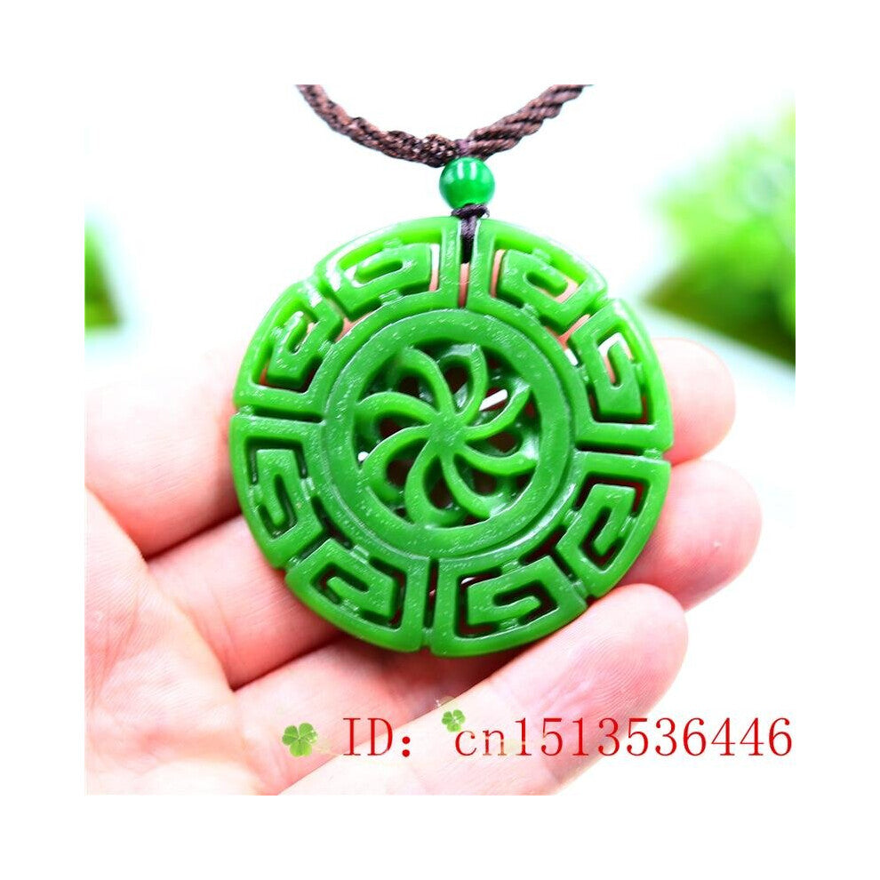 Jade Kaleidoscope Pendant Necklace Jewelry Amulet Natural Carved Double-sided for Men Women Accessories Charm