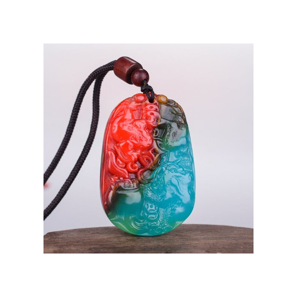 Chinese Colorful jade Golden Toad Pendant Necklace Charm Jewellery Accessories Hand-Carved Man Woman Luck Amulet