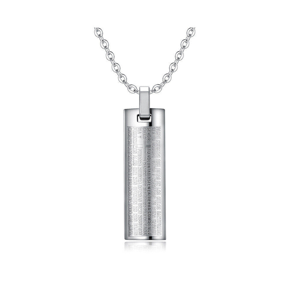 Scripture Carving Pendant Necklaces for Men 18k Filled Titanium Stainless Steel Chain Jewelry Accessories