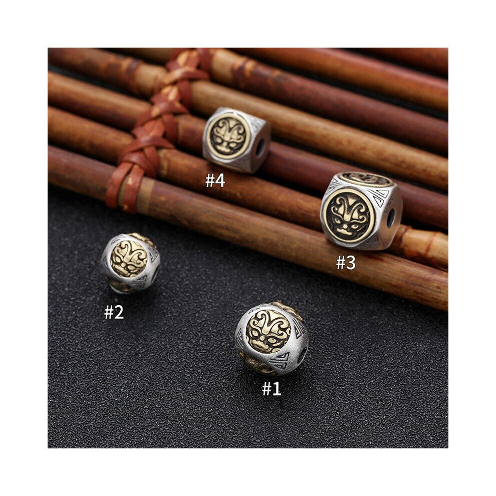 Pure s925 Silver Jewelry Diy Four Beast Accessories Single Barrel Beads Spacer Beads Men's Bracelet Accessories