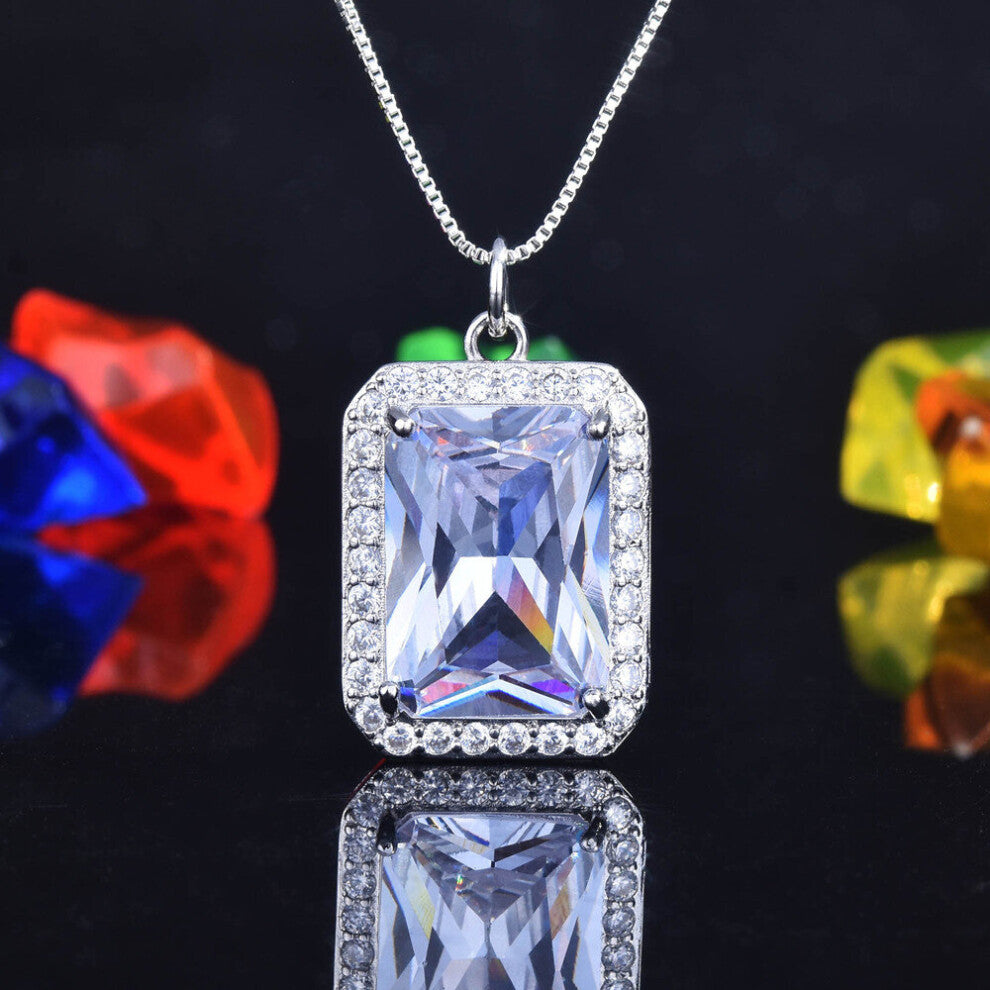 Classical Bling Crystal 5A Zircon Diamonds Gemstones Water Drop Pendant Necklaces for Women 18k Filled Jewelry Accessories