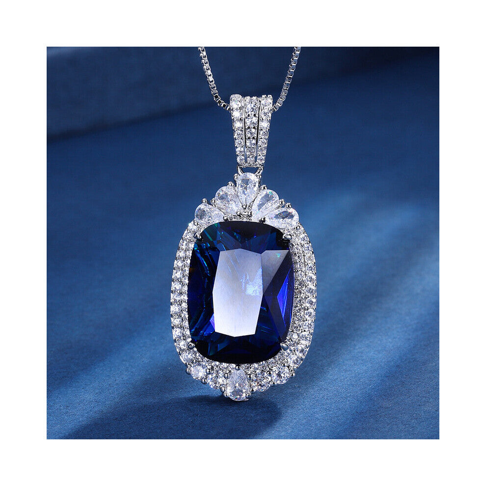 Emerald High Carbon Diamond Square Pendant Necklace Charms Vintage Cocktail Party Fine Jewelry Accessories Gift