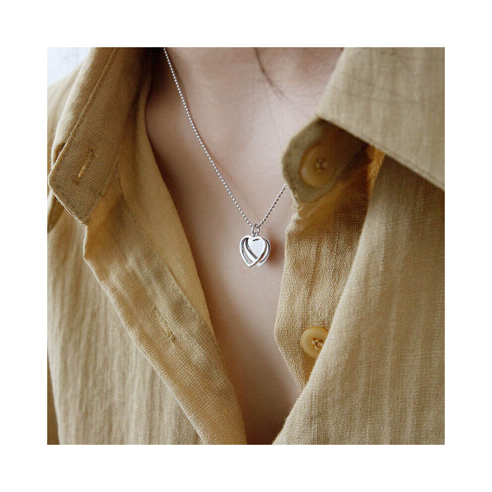 Real 925 Sterling silver necklace INS double heart love Choker Necklace For Women Birthday Fine Jewelry Accessories