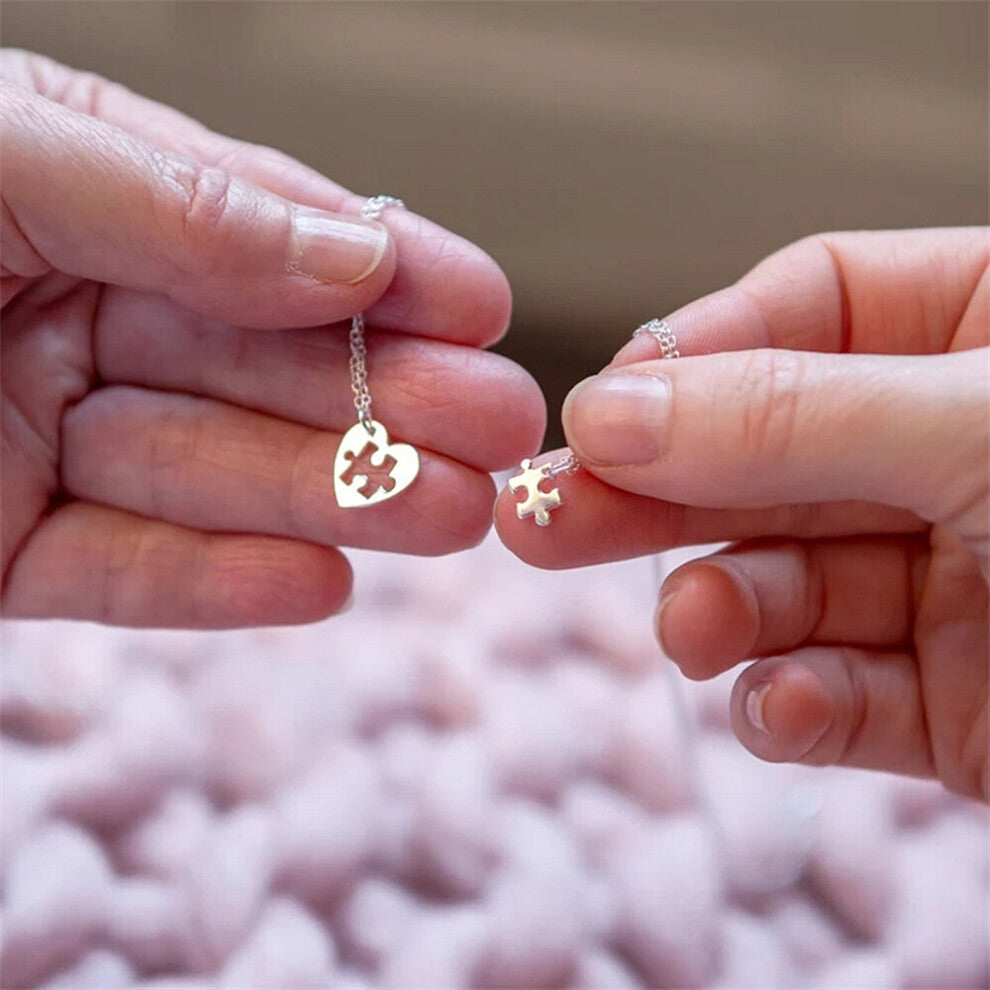 Creative Puzzle Love Pendant Stainless Steel Heart Necklace Boy Girl Man Woman Couple Gift Punk Party Jewelry