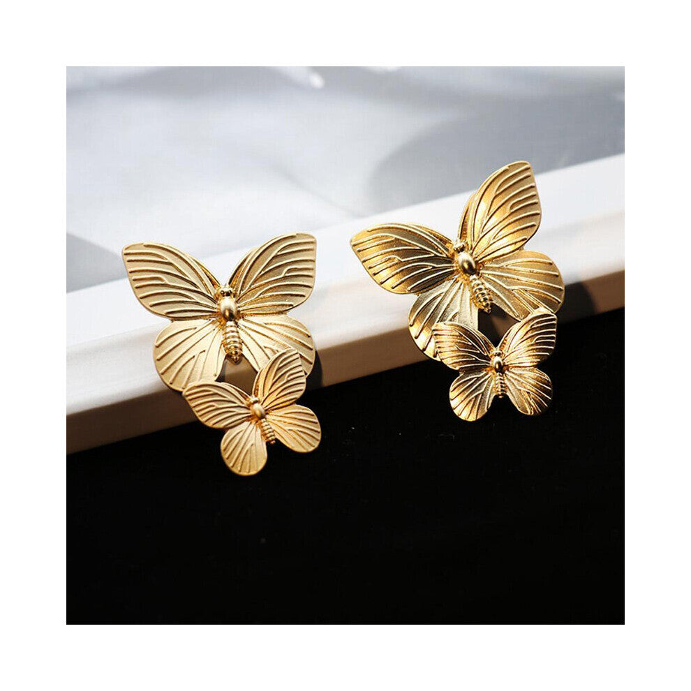 Hollow Butterfly Earrings Big Metal Butterfly Women Stud Earrings Jewelry Accessories