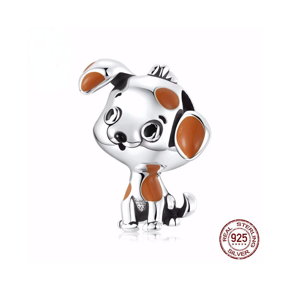 925 Silver Bracelet Accessories Dog DIY Bead Separated Charm Lively Pet Dog Beaded