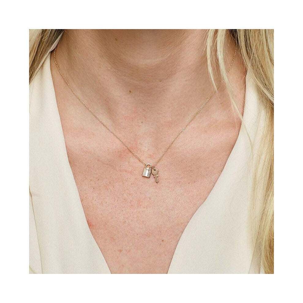 WTLTC Delicate Key Lock Layered Necklaces for Women Small Pendant Chokers Necklaces 925 Sterling Sliver Initial Chokers