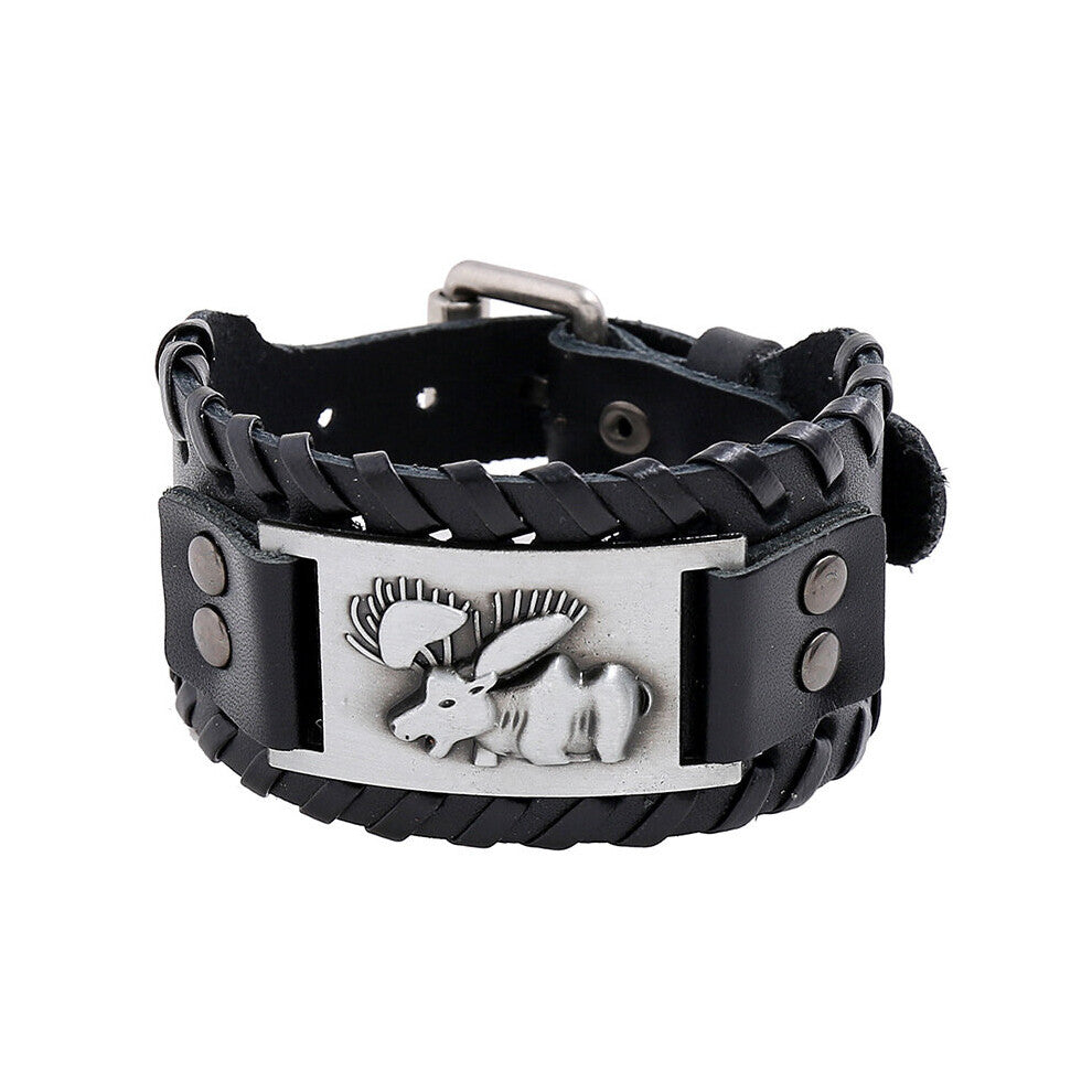 Punk Men's Cowhide Bracelet Retro Braided Leather Bracelet Clothing Accessories