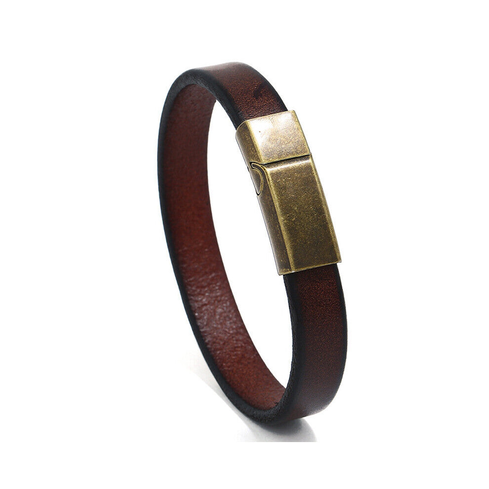 Men's Bracelet Wild Men's Leather Bracelet Glossy Personality Lettering Stainless Steel Bracelet