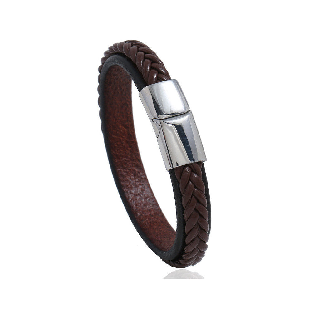 Hot Selling Accessories Leather Bracelet Stainless Steel Inverted Magnetic Buckle Leather Bracelet