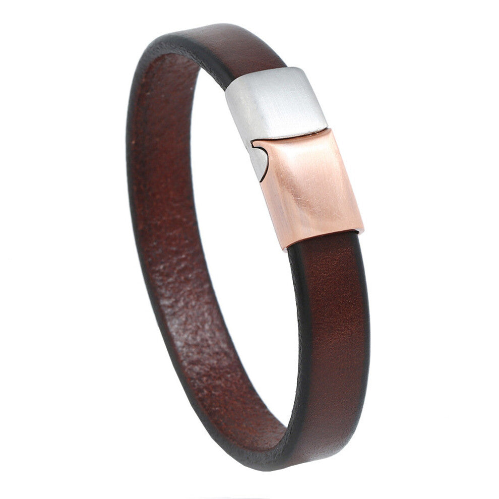 Hot Selling Titanium Steel Men's Cowhide Bracelet Bracelet Magnetic Buckle All-match Clothing Accessories