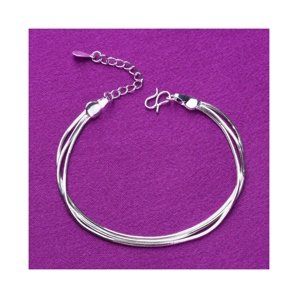 Anklets For Women 925 Sterling Silver Jewelry Classic Three Row Snake Chain Foot Accessories Lady Party Presents