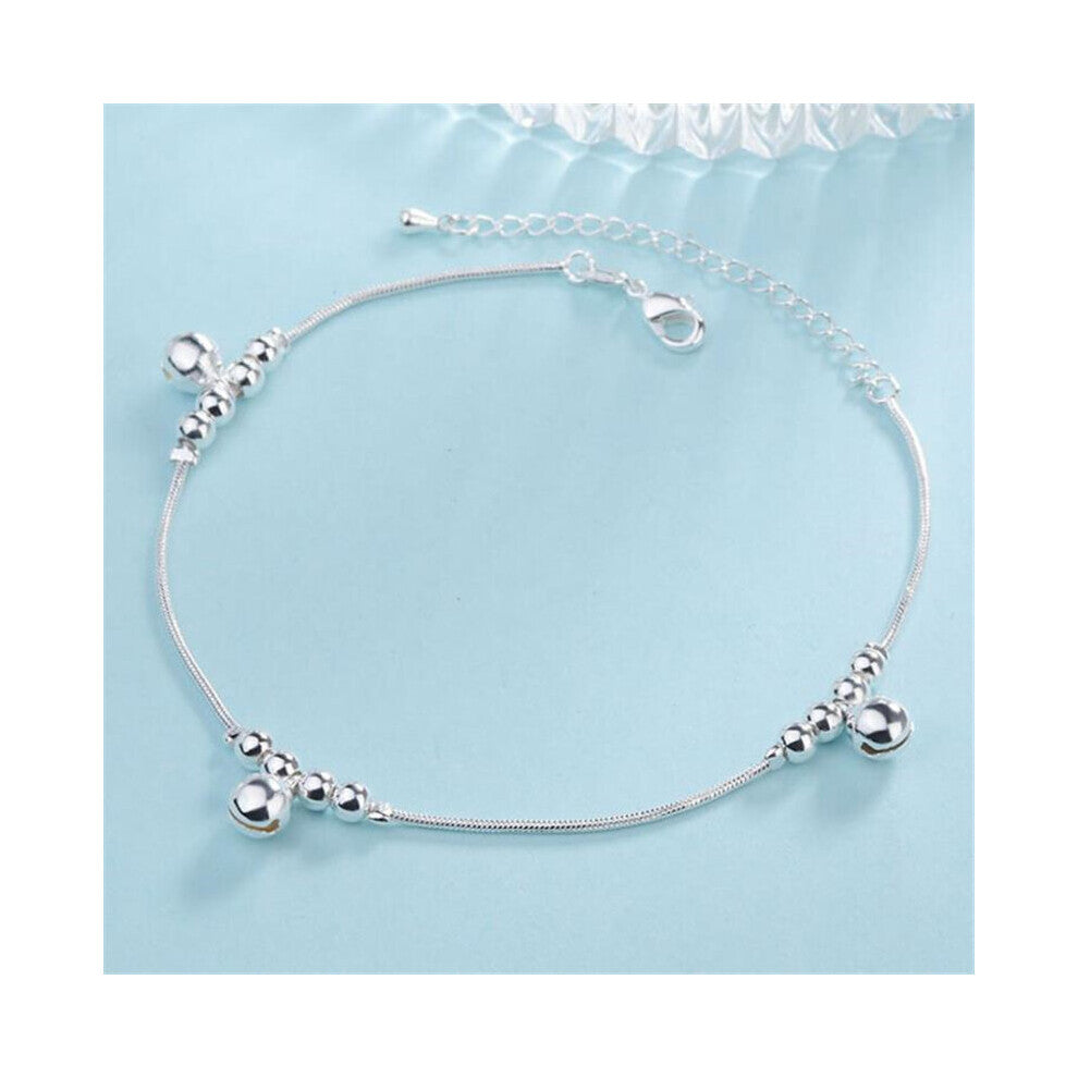 925 Sterling Silver Anklets Bracelets For Women Jewelry 3 Bells Lady Ankles Chain Barefoot Sandal Beach Foot Accessories