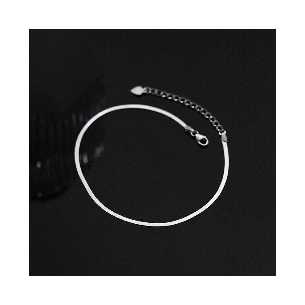 925 Sterling Silver Minimalist 18k Glossy Snake Bone Anklet for Women Beach Summer Charm Party Jewelry Accessories