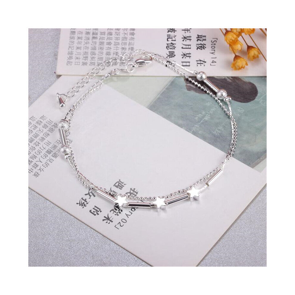 925 Sterling Silver Anklets For Women Star Ankle Chain Bracelet Foot Jewelry Girl Beach Party Accessories