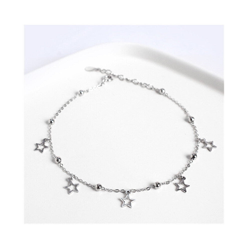 925 Sterling Silver Star Pendant Anklet Women Summer Ocean Beach Casual Jewelry Accessories Girlfriend Gift