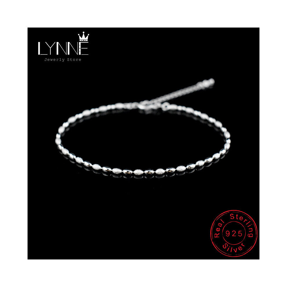Ladies Small Meter Bead Chain Anklet 925 Sterling Silver Olive Grain Beaded Anklets Bracelet Women Foot Jewelry Gift