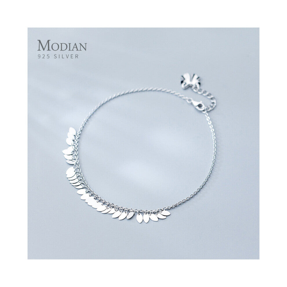 925 Sterling Silver Oval Light Tassel Anklet for Women Bracelet Foot Chain Fine Jewelry Accessories