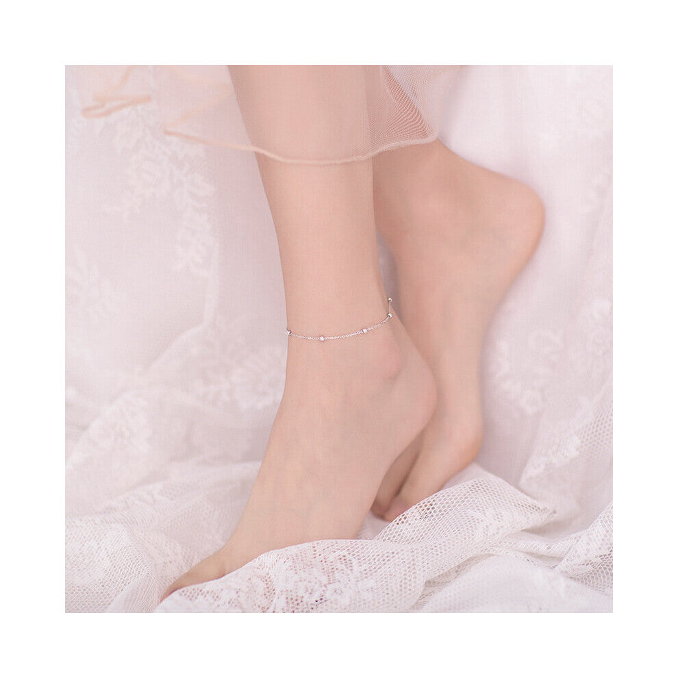 Fine Jewelry 925 Sterling Silver Bead O Chain Anklets Adjustable for Women Accessories