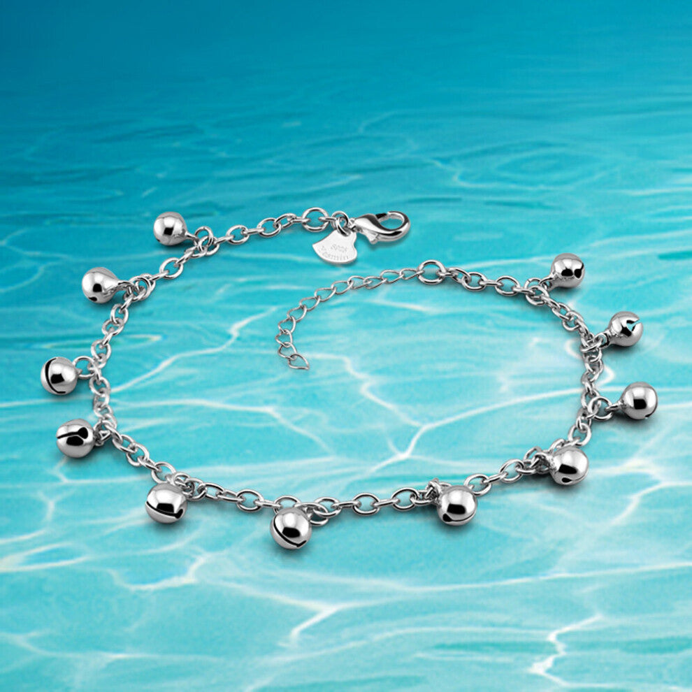 Sweet 925 Sterling Silver Lucky Little Bell Bracelet Girl Anklet Fine Jewelry For Women Accessories