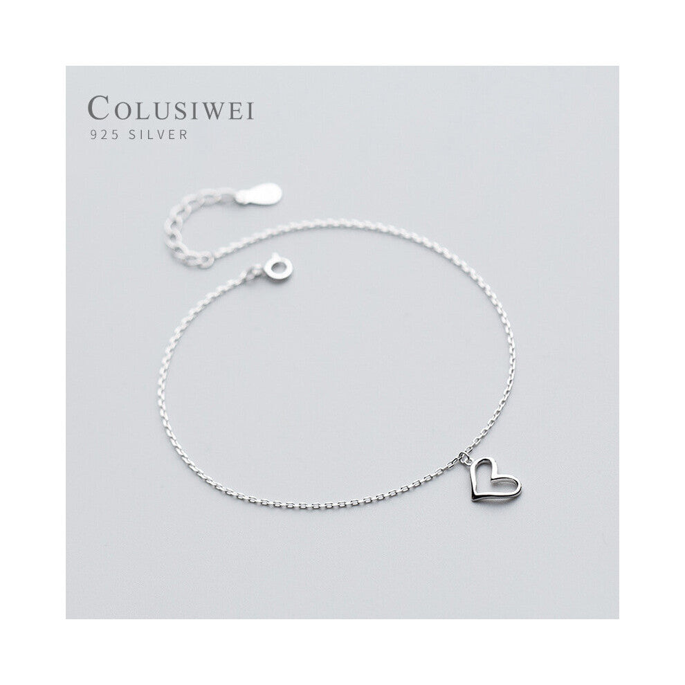 Colusiwei Real 925 Sterling Silver Lovely Heart Silver Anklet for Women Charm Bracelet of Leg Ankle Foot Accessories