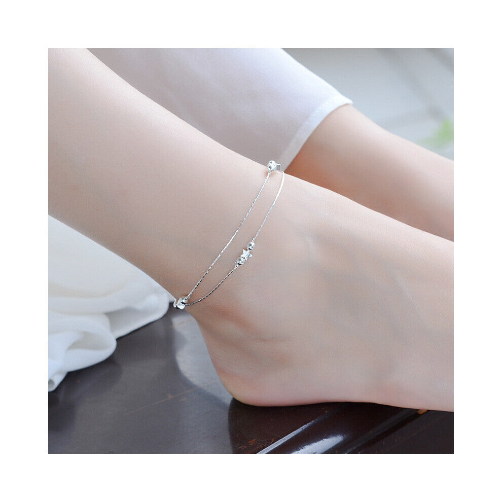Lady Star Bracelets For Women Jewelry Charm Double Layer Chain Silver 925 Anklets Girls Birthday Accessories