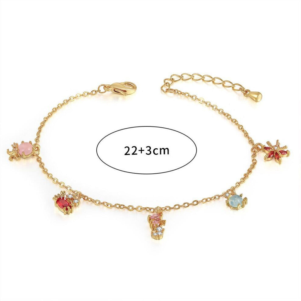 Arrival 14K Real Plated Zircon Anklets for Women Ocean Fish Starfish Bracelets&anklets