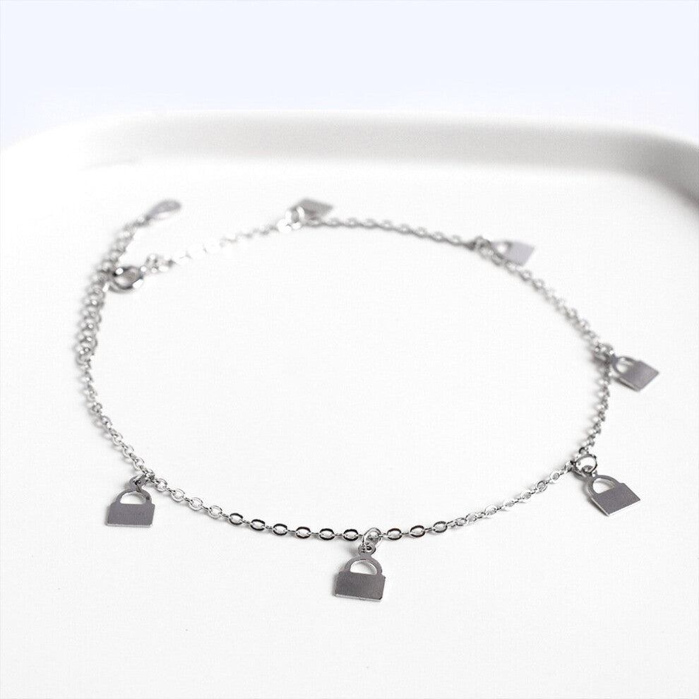 925 Sterling Silver Ruyi Lock Pendant Beach Anklet For Women Bikini Jewelry Accessories Girlfriend Gift